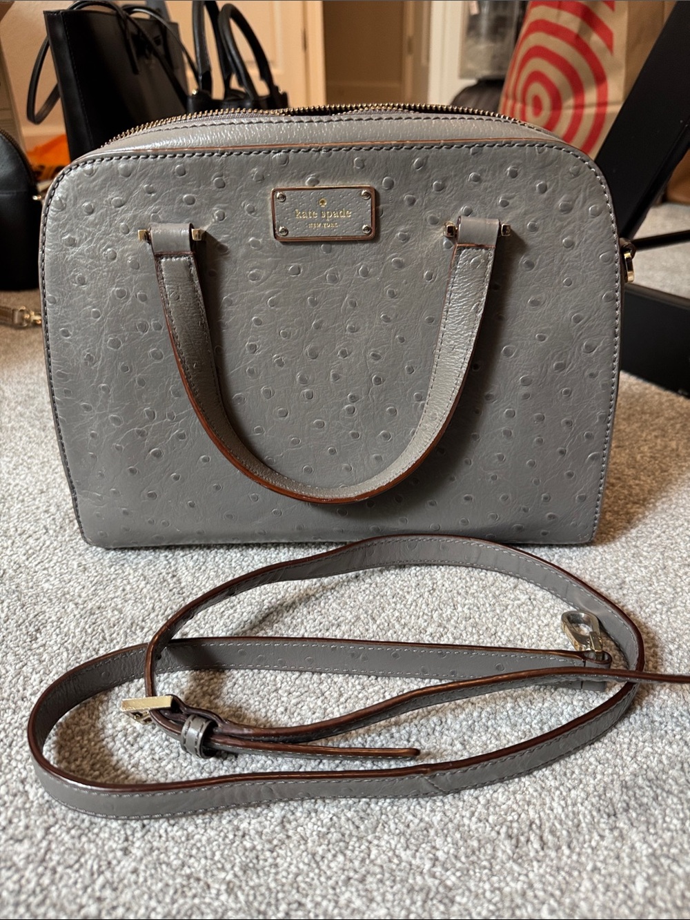 kate spade Gray Dome Satchel with Crossbody Strap